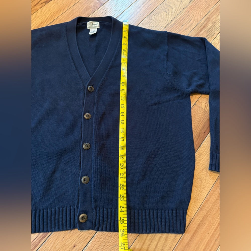 LL Bean Cardigan Sweater Knit Button Up Grandpa Navy Blue Men’s Size L Reg 0KU38 - Picture 11 of 12